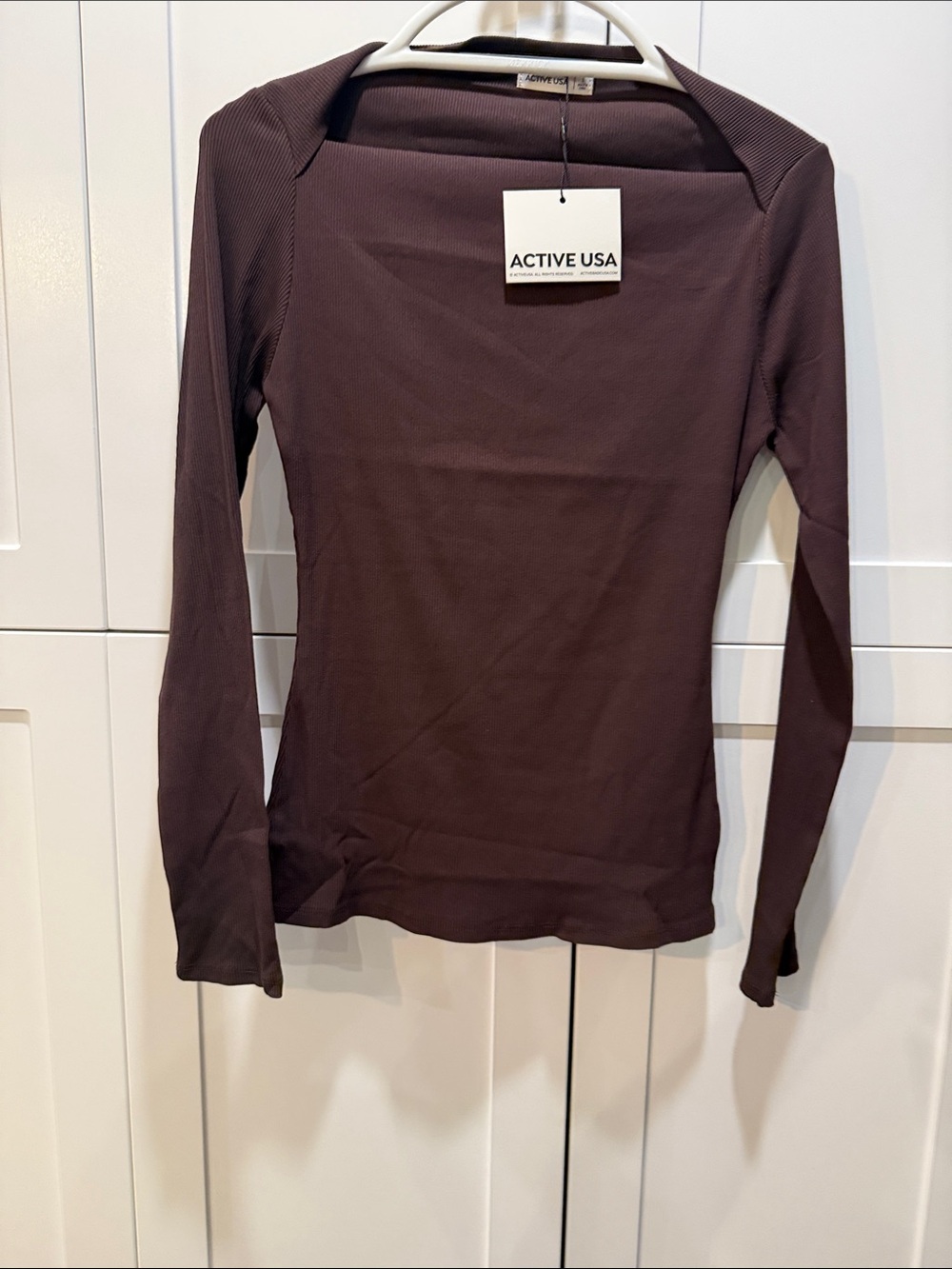 Active USA Long Sleeve Crewneck Top — Plum Brown